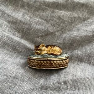 Monet Gold and Brown Cat Keepsake Box
